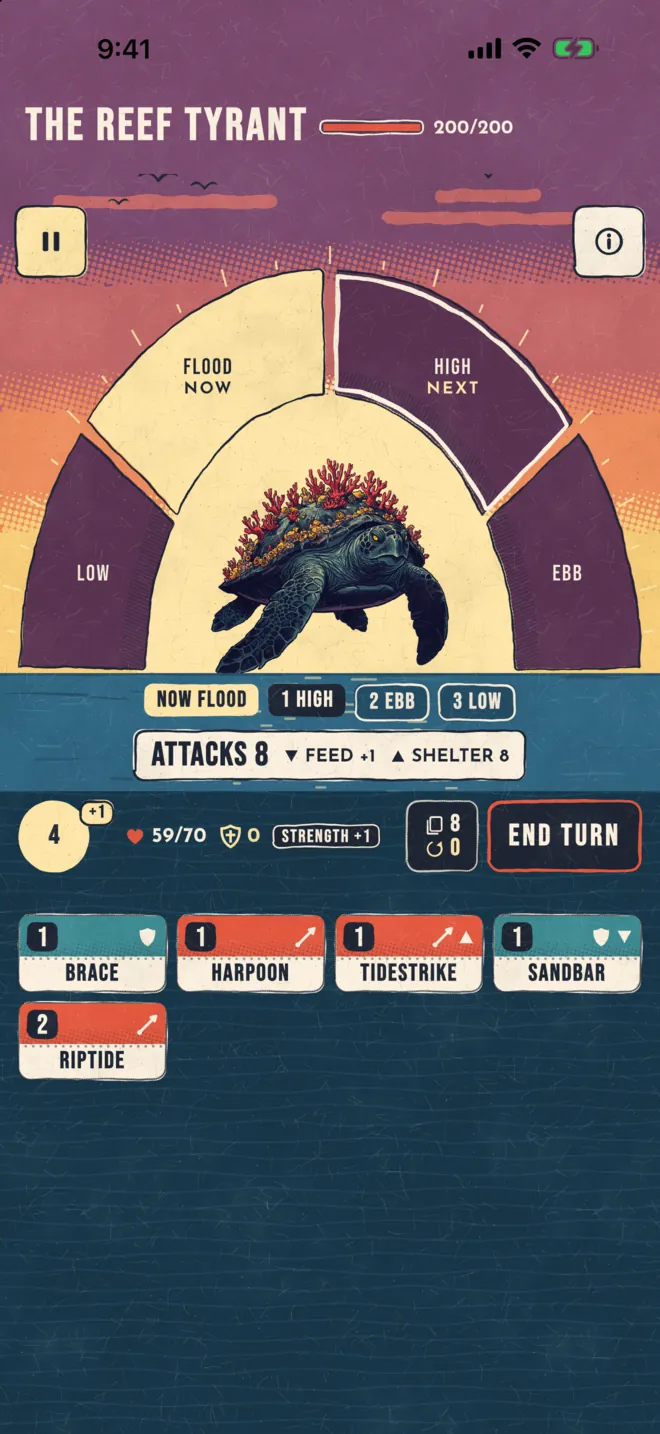 The act 1 boss, The Reef Tyrant, under the tide arc