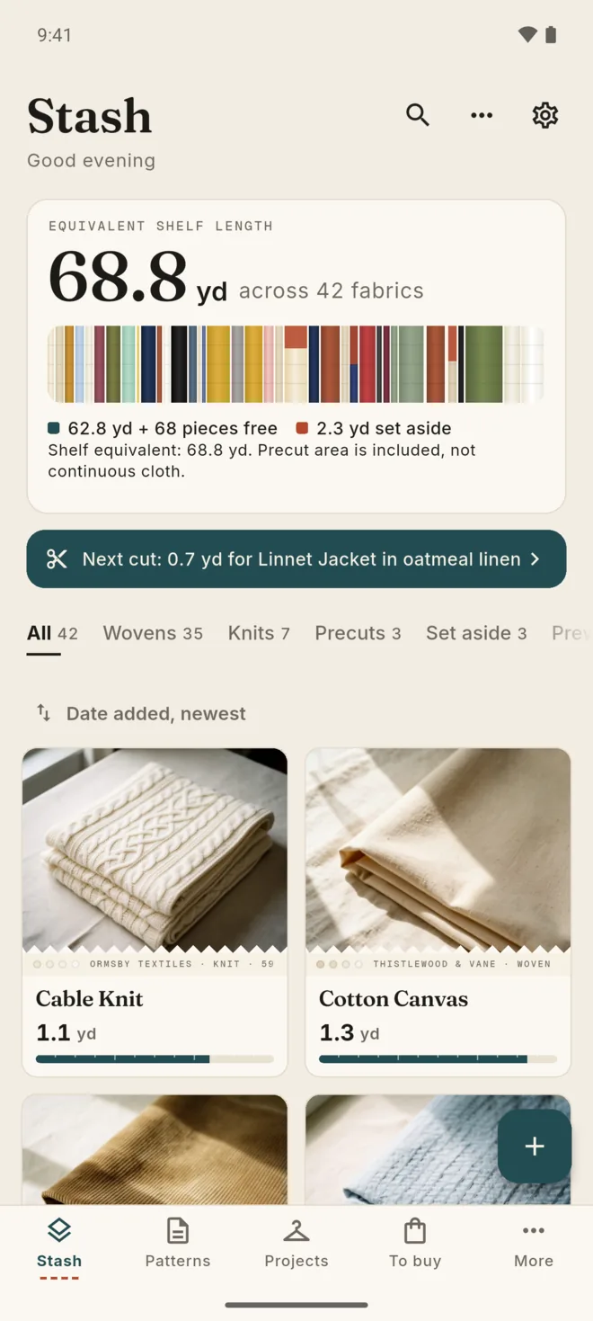 Android: the stash with its total yardage