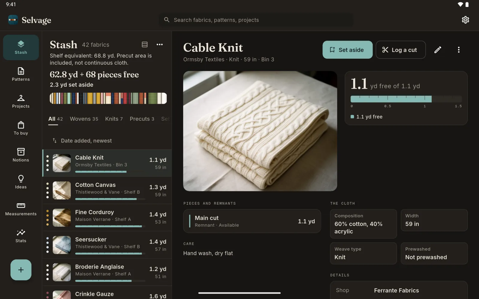 Android tablet: the stash in the dark theme