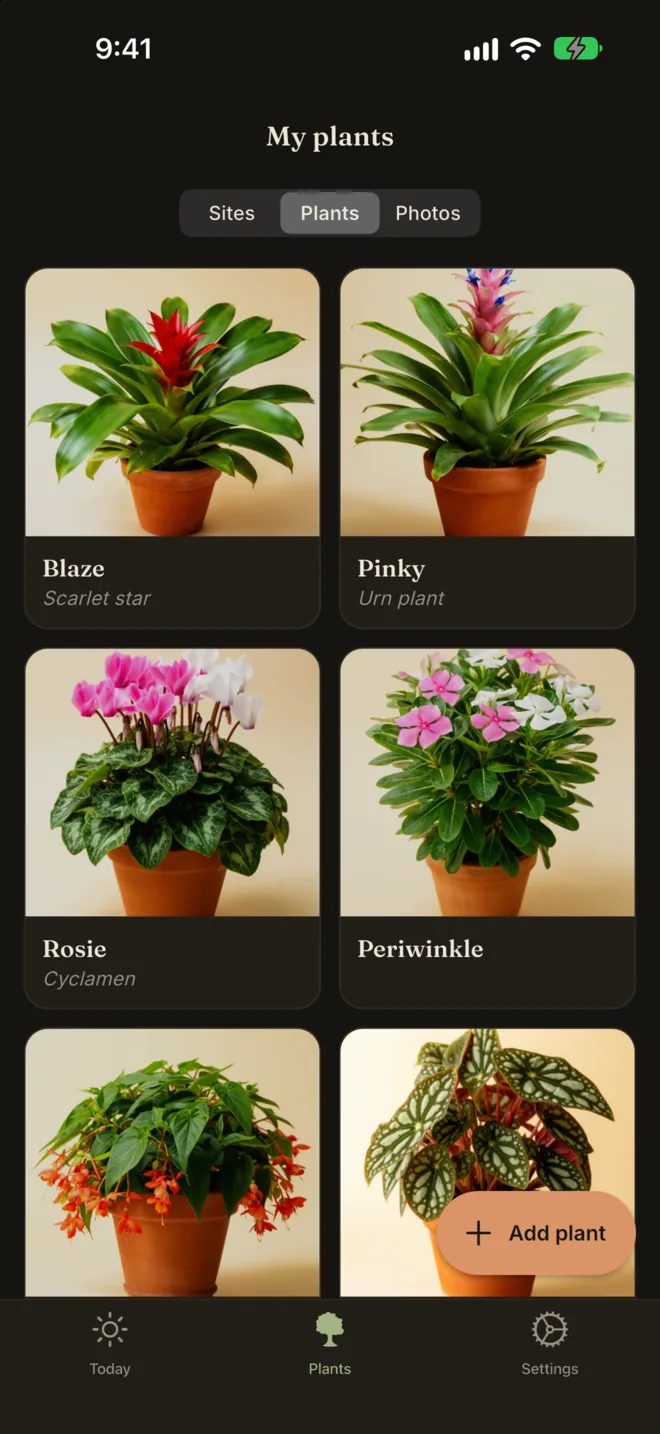 My plants in the dark theme